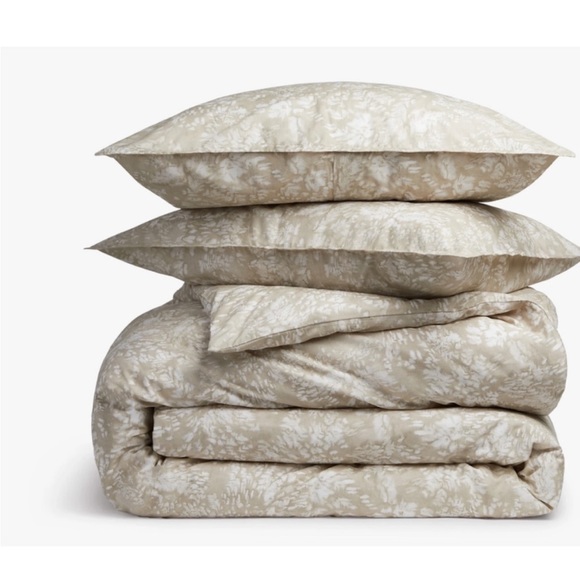 Parachute Percale Cotton Duvet Cover Set in Meadow Bone Print King/Cal King - Picture 2 of 6